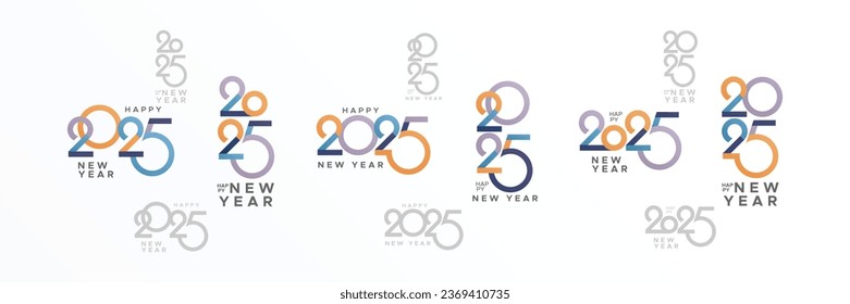 Set of 2025 new year logo number. Happy new year 2025 concept for calendar. 2025 new year celebration