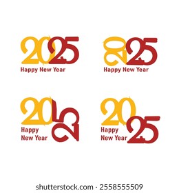 Set of 2025 new year logo. Number of year design Vol 02