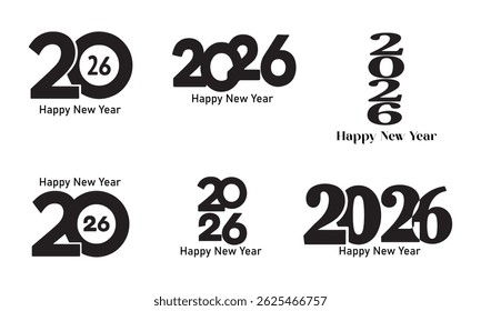  Conjunto de logotipo de año nuevo 2025. Número de año de diseño. Elementos de diseño para tarjeta de felicitación, invitación, calendario.. 