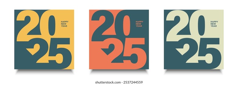 Set of 2025 Number Design. 2025 Happy New Year Text Design. Vector Illustration.