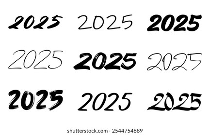 Conjunto de 2025 número. Ilustração vetorial.