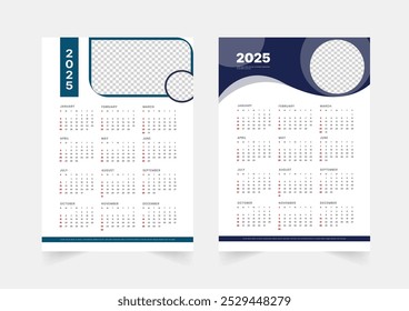 Conjunto de Plantilla de calendario de pared de una página 2025. calendario corporativo profesional de diseño mínimo