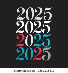 Set of 2025 simple template background vector  illustration.
