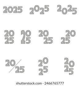 Conjunto de 2025 Vector Número de diseño aislado fondo transparente. Colección de la línea de minimalismo simple art 2025 Número. Tipografía de Nuevo año para el diseño de calendario, Anuncio, portada de póster. Trazo editable