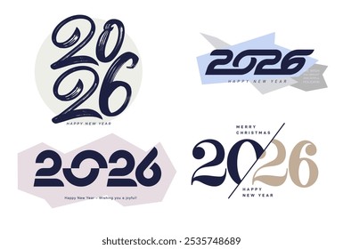 Set of 2026 Design, flat style. simple, Template for calendar design, website, social media, news, content, infographic. Holidays element. Collection of Happy New Year, graphic vector design element.