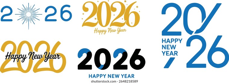 set of 2026 lettering new year text logo Number, lettering logo, number, new, gold, 2016, alphabet, new year, t shirt, concept