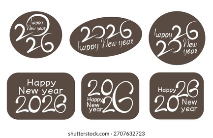 Conjunto de caligrafía de año nuevo 2026. colección de letras de celebración de año Nuevo. Ilustración vectorial.