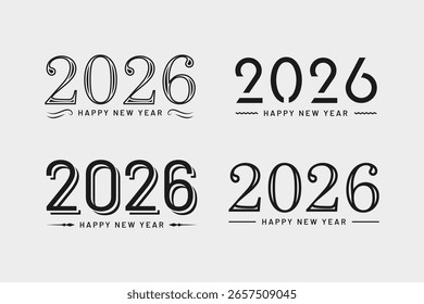 Set von 2026 Neujahr Design Vorlagen für Feier, Poster, Karten und festliche Dekoration