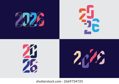 Conjunto de 2026 novo ano logotipo. Número do projeto de texto do ano. Elementos de design para cartão de mensagem, convite, calendário, etc.