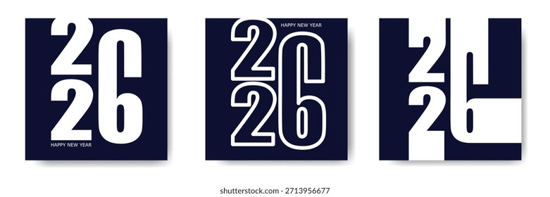 Conjunto de 2026 Año Nuevo Número Diseño. 2026 Feliz año Nuevo diseño de texto. Ilustración vectorial.