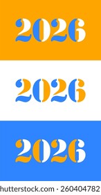 Set of 2026 number year design template with logo style. Happy new year 2026 with yellow and blue color theme.