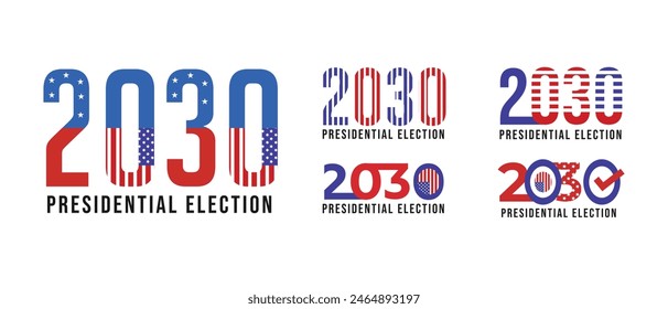set of 2030 us presidential election flags logos vector.