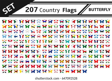 set 207 country flag butterfly