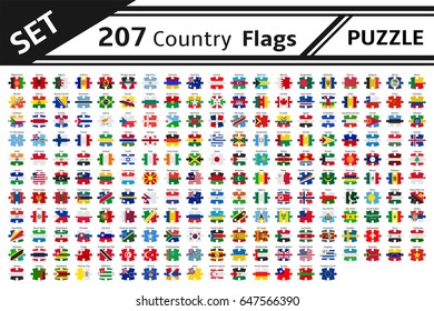 set 207 country flags puzzle