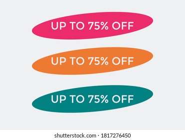 set of 20-75% off buttons, set of discount offer, 50% off set vector