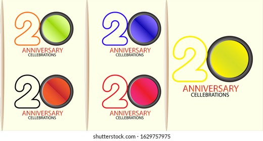 set 20th anniversary logo vector template. Design for banner, greeting cards or print