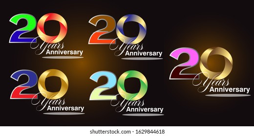 set 20th anniversary logo vector template. Design for banner, greeting cards or print