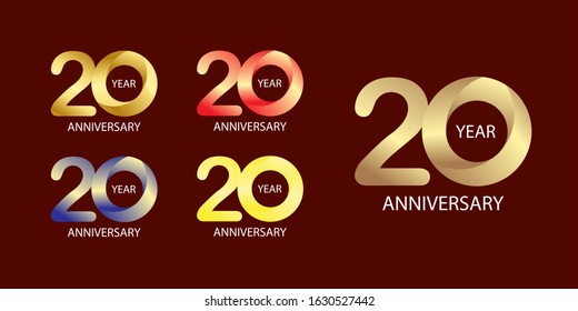 set 20th anniversary logo vector template. Design for banner, greeting cards or print