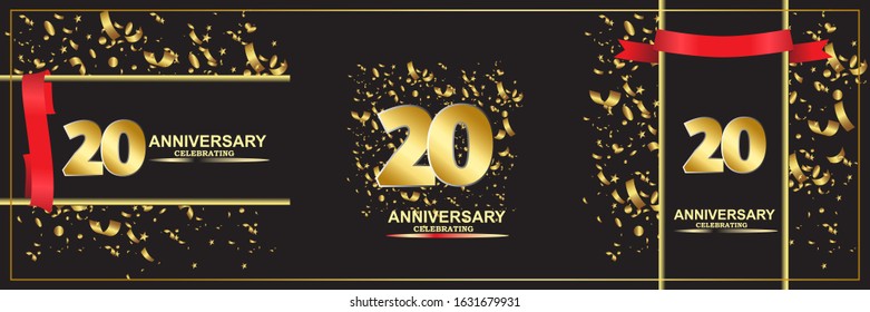 set 20th anniversary logo vector template. Design for banner, greeting cards or print