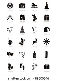 set of 21 black christmas icons