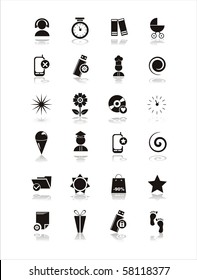 set of 21 black different icons