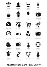 set of 21 black web icons