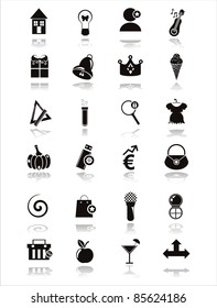 set of 21 black web icons