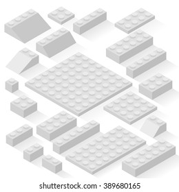 Set of 21 different details. Kit, bricks. Vector, eps10. Easy to edit.