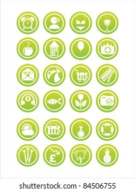 set of 21 green web signs