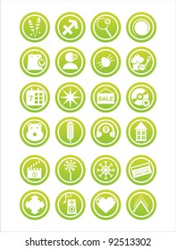 set of 21 green web signs
