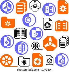 A set of 21 multimedia icons. Check my portfolio for many more images of this series.