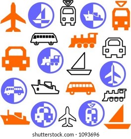 A set of 21 transportation icons.