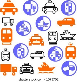 A set of 21 transportation icons.