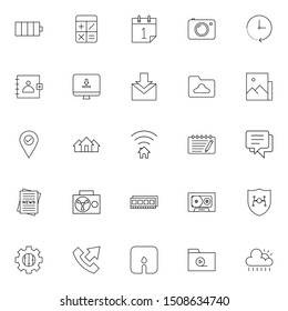 Set 21 of UI and UX icon in modern thin line style. High quality outline interface symbols for website design and mobile apps. Simple user interface linear sign isolated on white background.