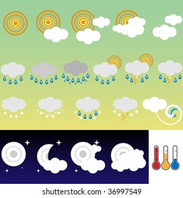 Set of 21 weather icons retro style