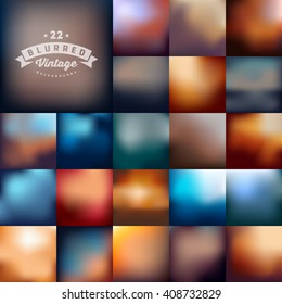 Set of 22 blurred vector backgrounds. Retro style background.