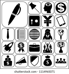 Set of 22 busineSet of 22 business high quality symbols or icons. Collection. Amazing desing. Vector Illustration.ss icons, pictograms, symbols. Collection. Detailed design. Vector Illustration.