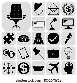 Set of 22 business high quality icons. Collection. Flat design. Vector Illustration.