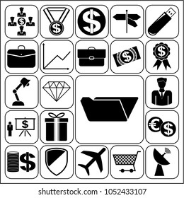 Set of 22 business high quality symbols. Collection. Flat design. Vector Illustration.