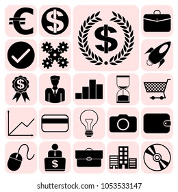 Set of 22 business high quality icons or symbols. Collection. Amazing desing. Vector Illustration.