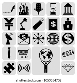 Set of 22 business high quality icons. Collection. Flat design. Vector Illustration.