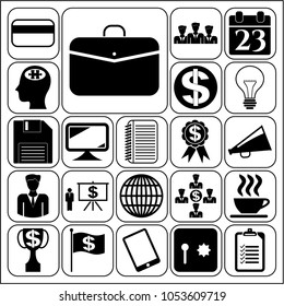 Set of 22 business high quality icons. Collection. Flat design. Vector Illustration.