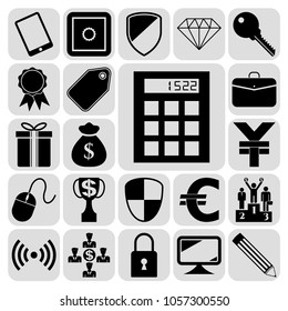 Set of 22 business high quality symbols or icons. Collection. Flat design. Vector Illustration.