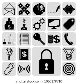 Set of 22 business high quality icons. Collection. Detailed design. Vector Illustration.
