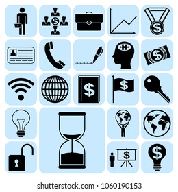 Set of 22 business high quality symbols. Collection. Flat design. Vector Illustration.