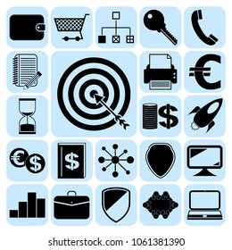 Set of 22 business high quality symbols or icons. Collection. Detailed design. Vector Illustration.