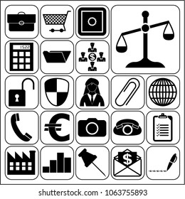 Set of 22 business high quality icons or symbols. Collection. Detailed design. Vector Illustration.