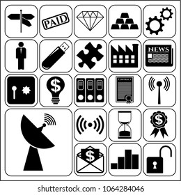 Set of 22 business high quality symbols or icons. Collection. Amazing desing. Vector Illustration.