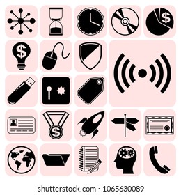   Set of 22 business high quality symbols. Collection. Flat design. Vector Illustration.