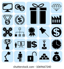 Set of 22 business high quality icons or symbols. Collection. Amazing desing. Vector Illustration.